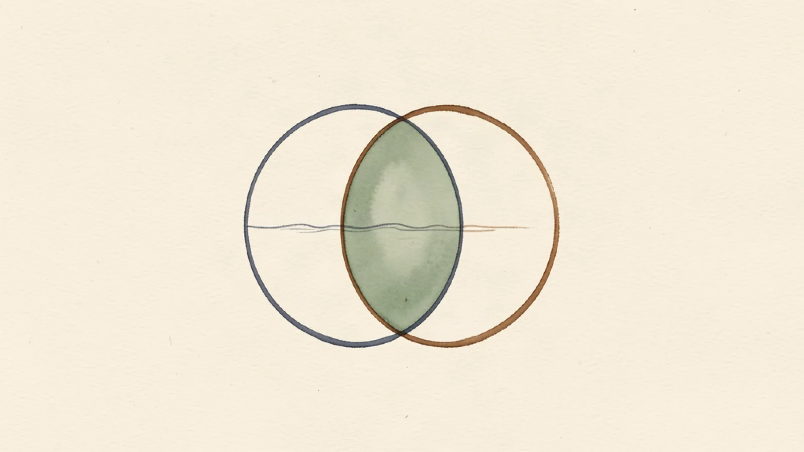 Two overlapping circles forming a vesica piscis with a sage lens